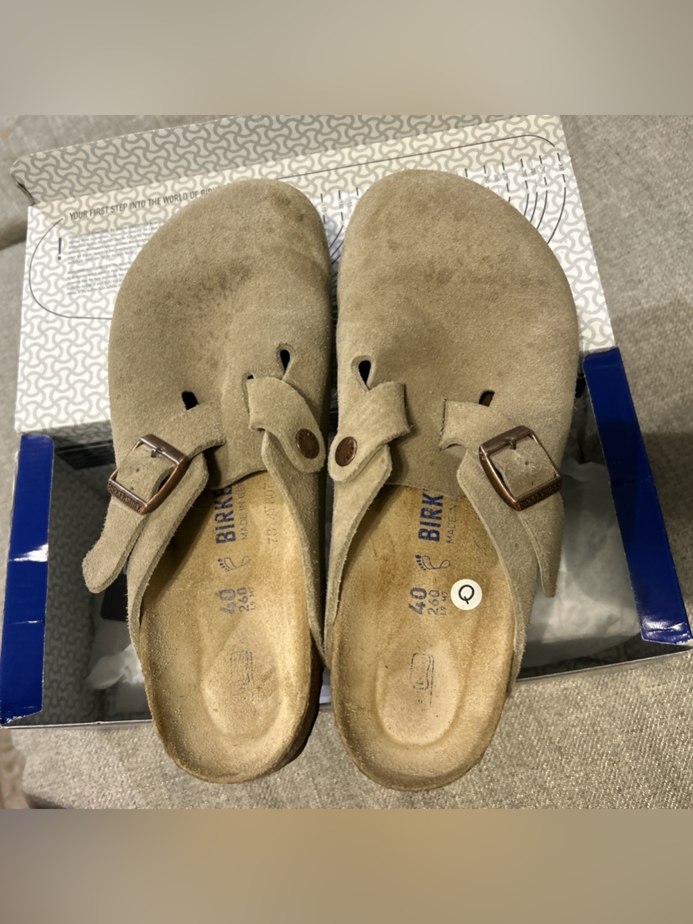 Birkenstock Suede Clogs in Taupe Beige